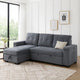 95 Inch Sleeper Sectional Sofa with Storage Chaise, USB Ports, Woven Gray