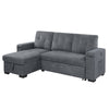 95 Inch Sleeper Sectional Sofa with Storage Chaise, USB Ports, Woven Gray