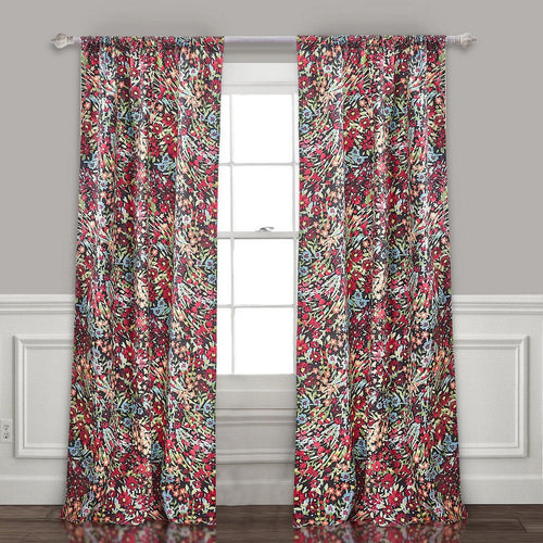 Burges Curtain Panel | 84" | Red & Pink Reed Print