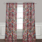 Burges 84 Inch Window Panel Curtain, Red and Pink Reed Print, Rod Pockets By Casagear Home