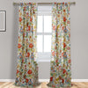 84 Inch Window Panel Curtain Red and Blue Flowers Polyester Back Ties By Casagear Home BM293192