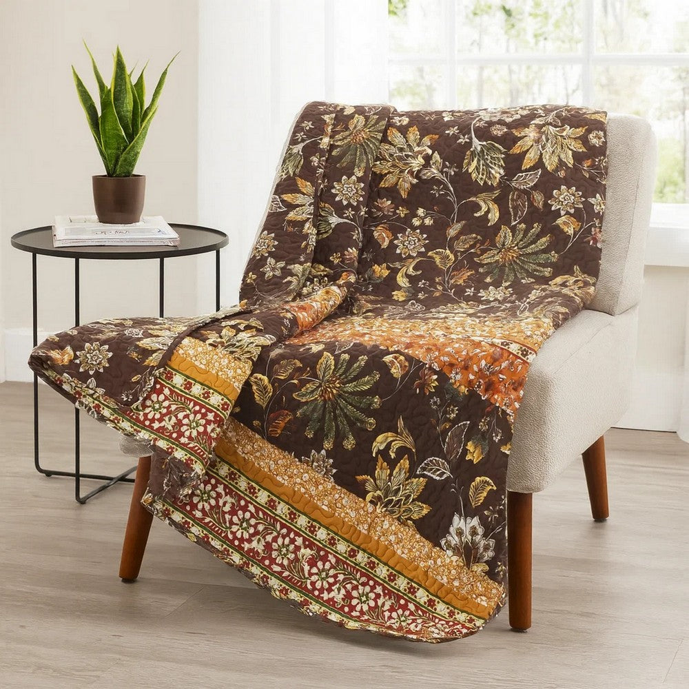 Athens Throw Blanket | 60" | Chocolate Jacobean | Polyester
