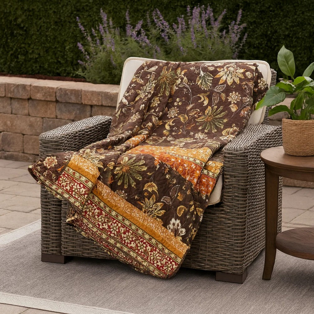 Athens Throw Blanket | 60" | Chocolate Jacobean | Polyester