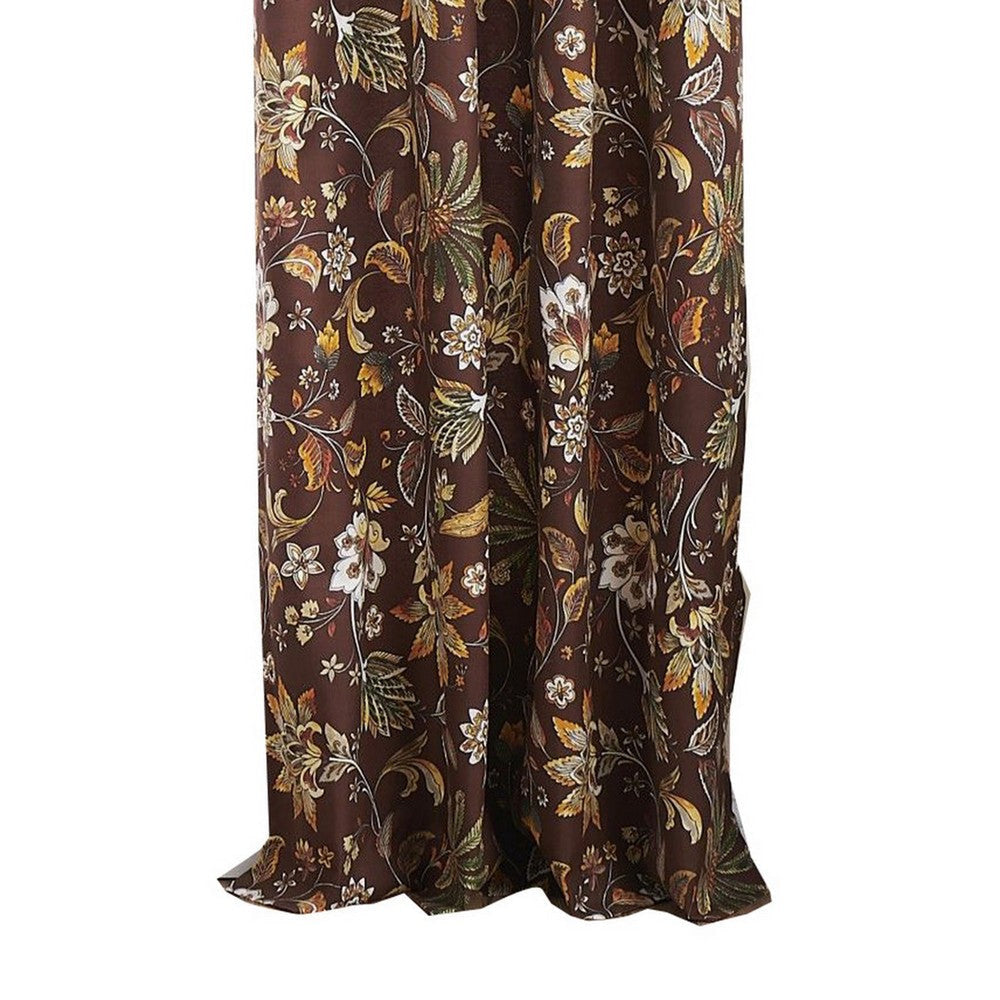 Athens 84 Inch Window Panel Curtain, Brown Microfiber Polyester, Jacobean By Casagear Home