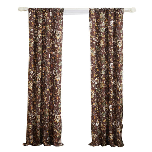 Athens Curtain Panel | 84" | Brown Jacobean | Microfiber