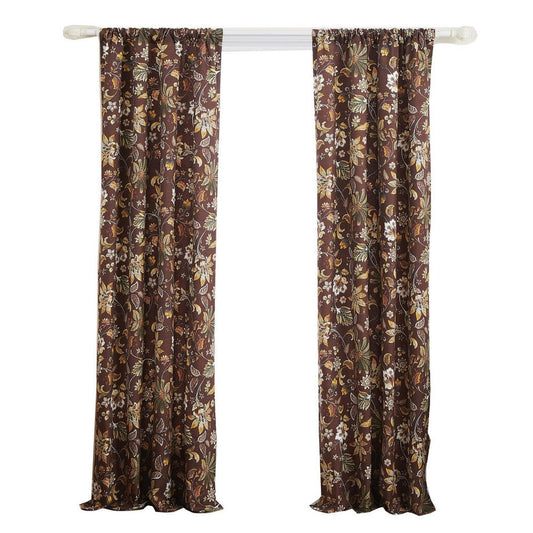 Athens Curtain Panel | 84" | Brown Jacobean | Microfiber