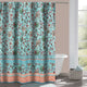 Athens 72 Inch Shower Curtain Blue Microfiber Polyester Jacobean Print By Casagear Home BM293203