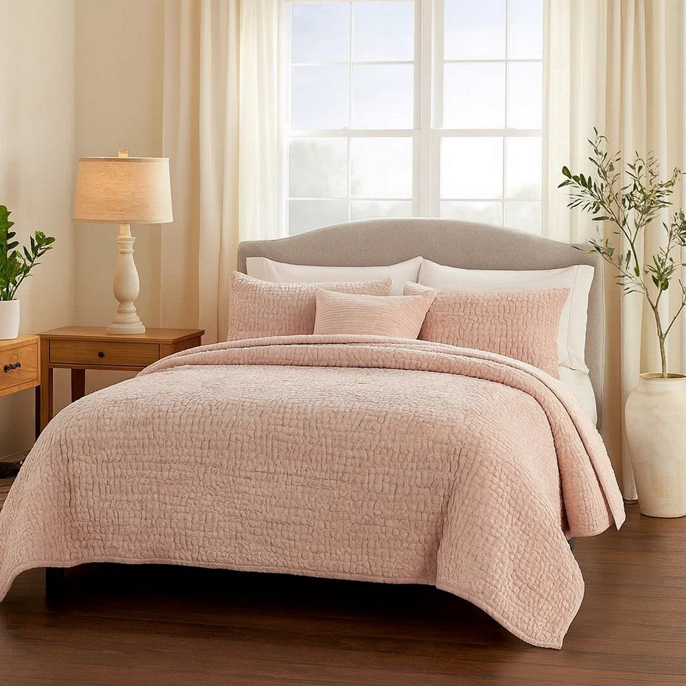 Lipa Queen Quilt | 92 x 96 | Handmade | Cotton | Pink