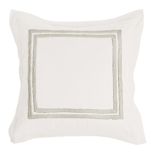 Lenz Euro Pillow Sham | 26" | Hand Stitched Embroidery | Ivory