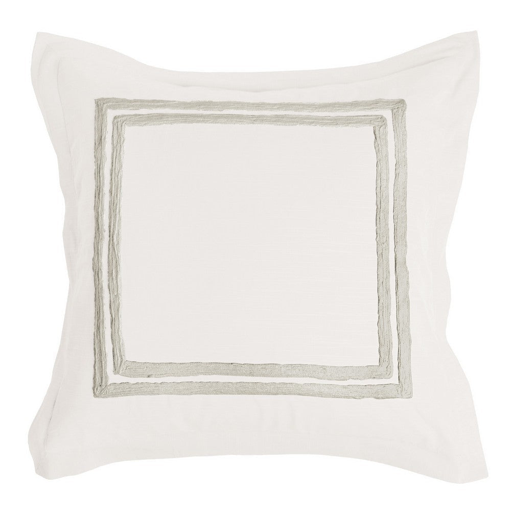 Lenz Euro Pillow Sham | 26" | Hand Stitched Embroidery | Ivory