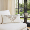 Lenz Lumbar King Pillow Sham | 20 x 36 | Ivory Damask Embroidery