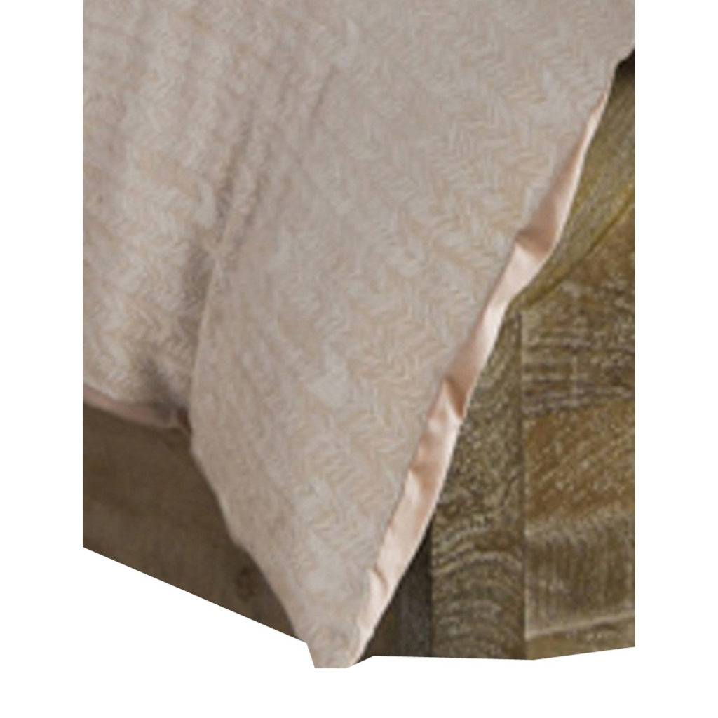 Zima Queen Size Cotton Duvet Cover Woven French Herringbone Pattern Beige By Casagear Home BM293213