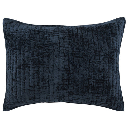 Lipa Pillow Sham | 20 x 26 | Hand Stitched | Quilted Blue Velvet