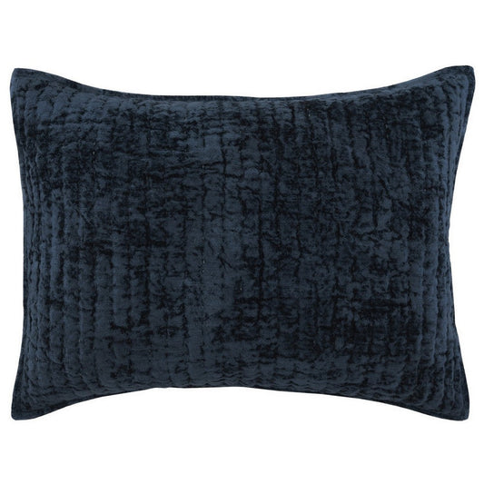 Lipa Pillow Sham | 20 x 26 | Hand Stitched | Quilted Blue Velvet
