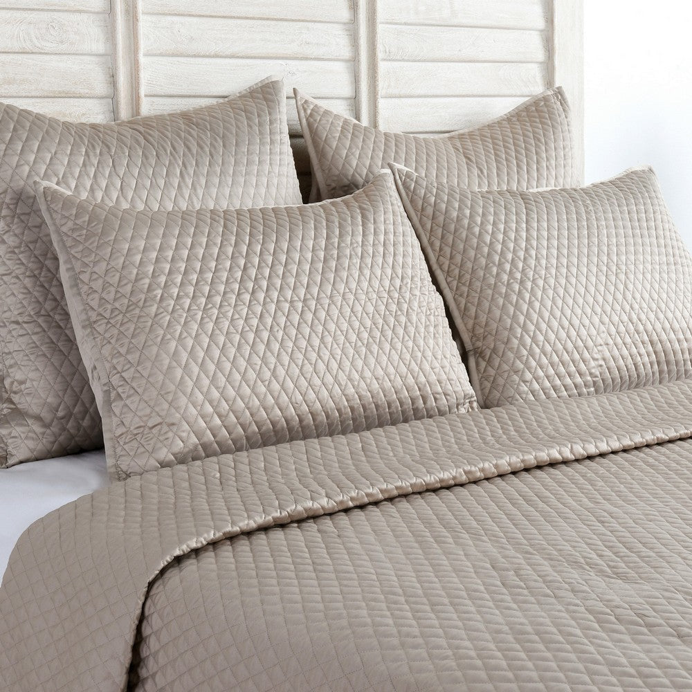 Kahn Euro Pillow Sham | 26" | Hand Stitched Sateen | Cotton Fill Brown