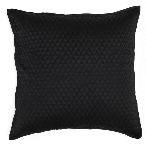 Kahn Euro Pillow Sham | 26" | Hand Stitched Sateen | Cotton Fill Black