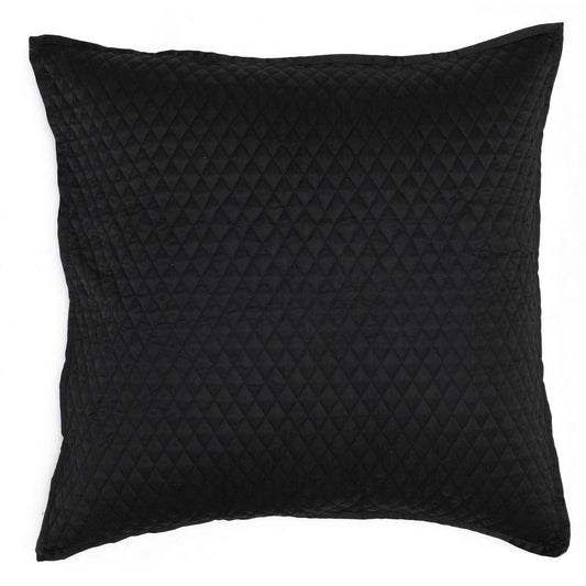 Kahn Euro Pillow Sham | 26" | Hand Stitched Sateen | Cotton Fill Black