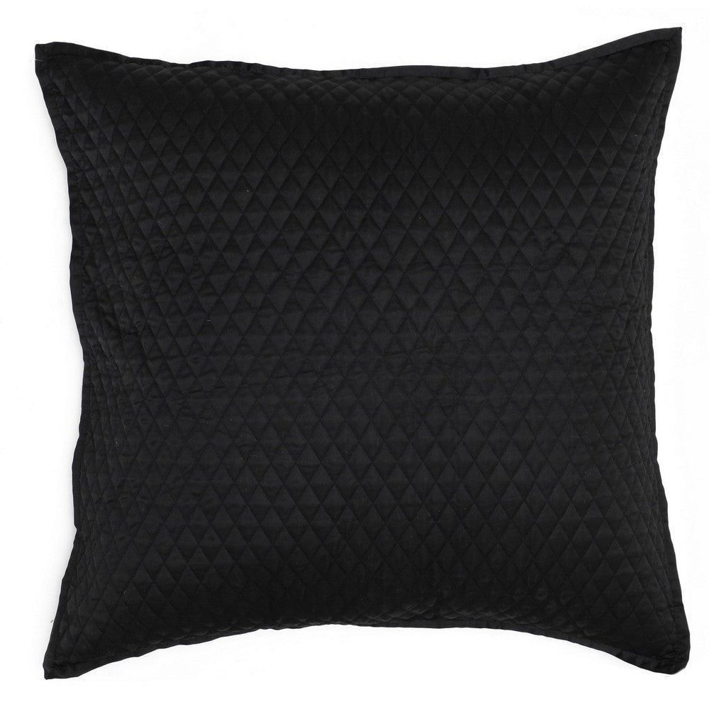 Kahn Euro Pillow Sham | 26" | Hand Stitched Sateen | Cotton Fill Black