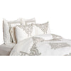 Lenz Queen Duvet Cover | Cotton | Hand Stitched Damask | Ivory