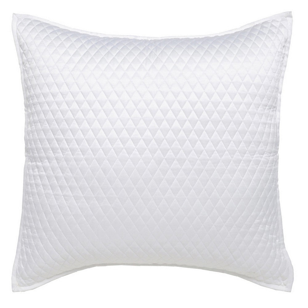 Kahn Euro Pillow Sham | 26" | Hand Stitched Sateen | Cotton Fill White