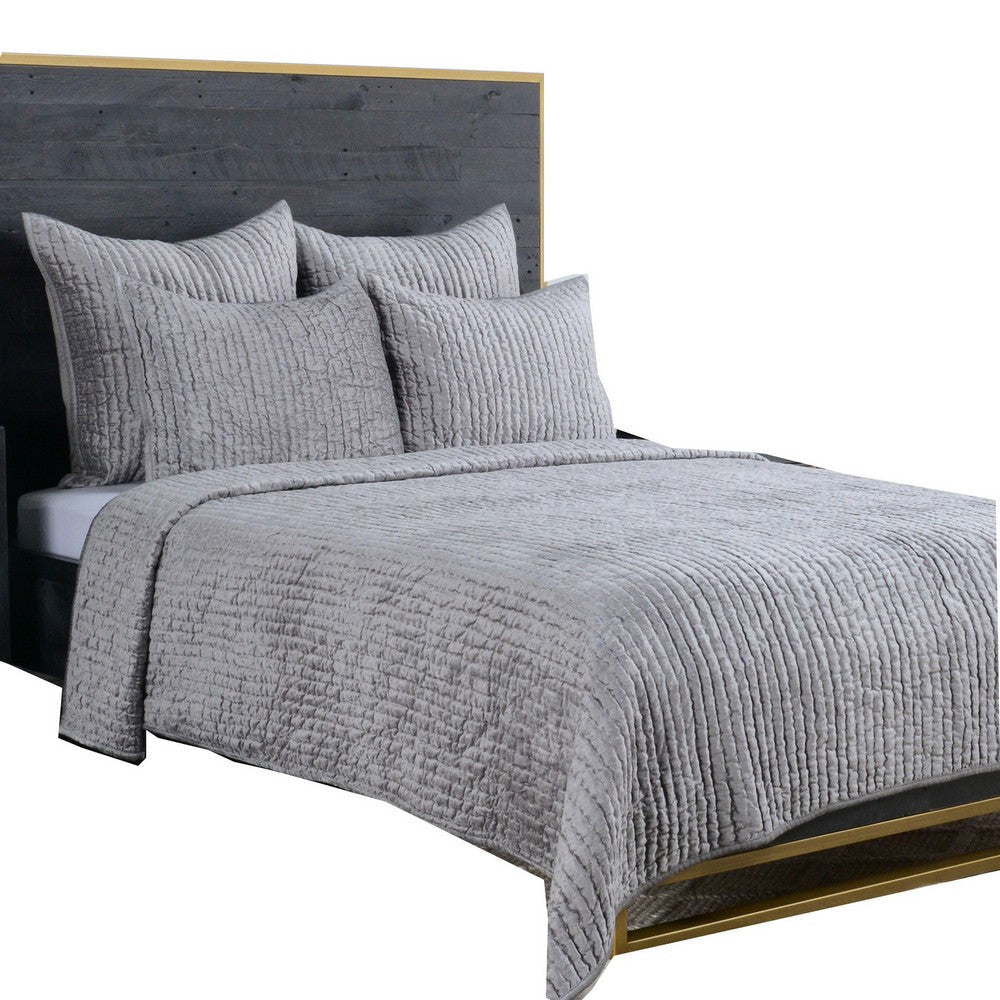 Lipa King Quilt | 96 x 108 | Handmade | Textured Design | Gray