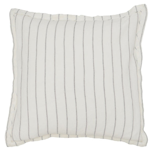 Tara Euro Pillow Sham | 26" | Linen | Woven Stripe Design | Ivory