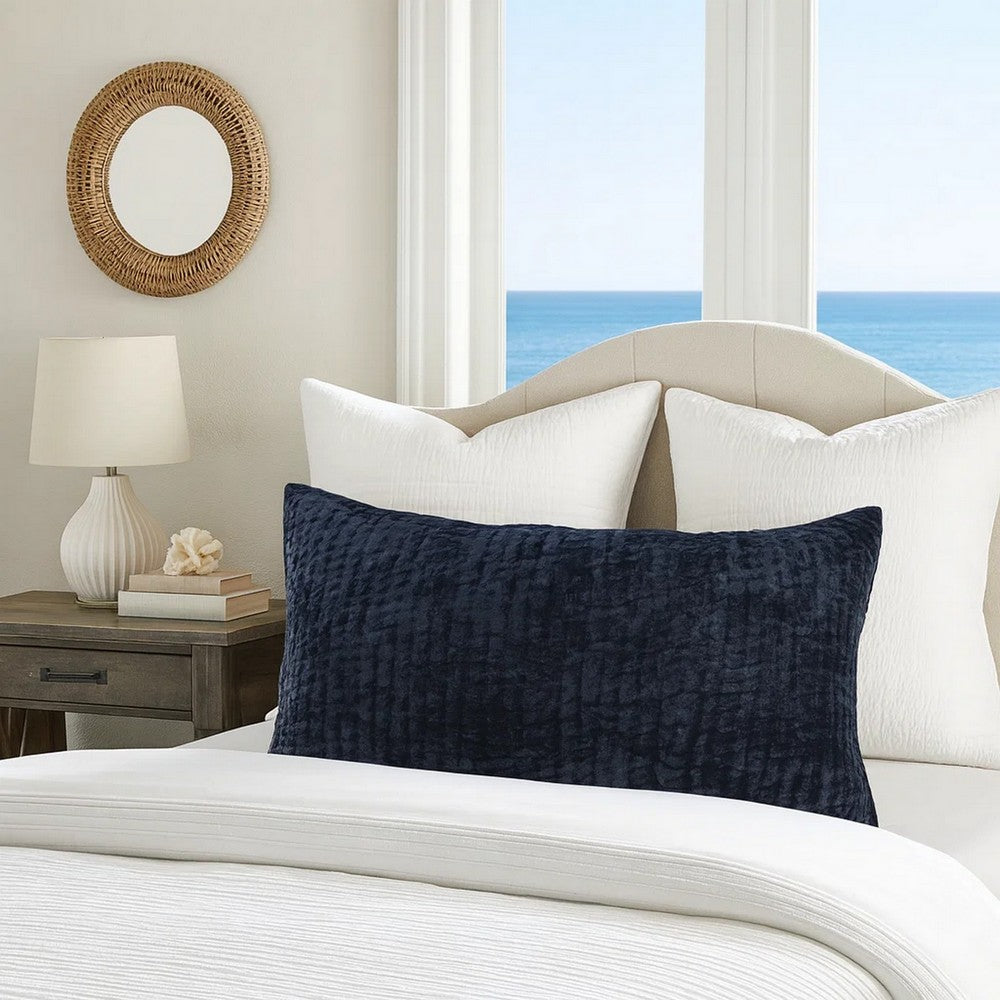 Lipa Pillow Sham | 20 x 36 | Hand Stitched | Rayon Velvet | Ocean Blue