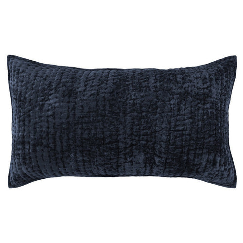 Lipa Pillow Sham | 20 x 36 | Hand Stitched | Rayon Velvet | Ocean Blue