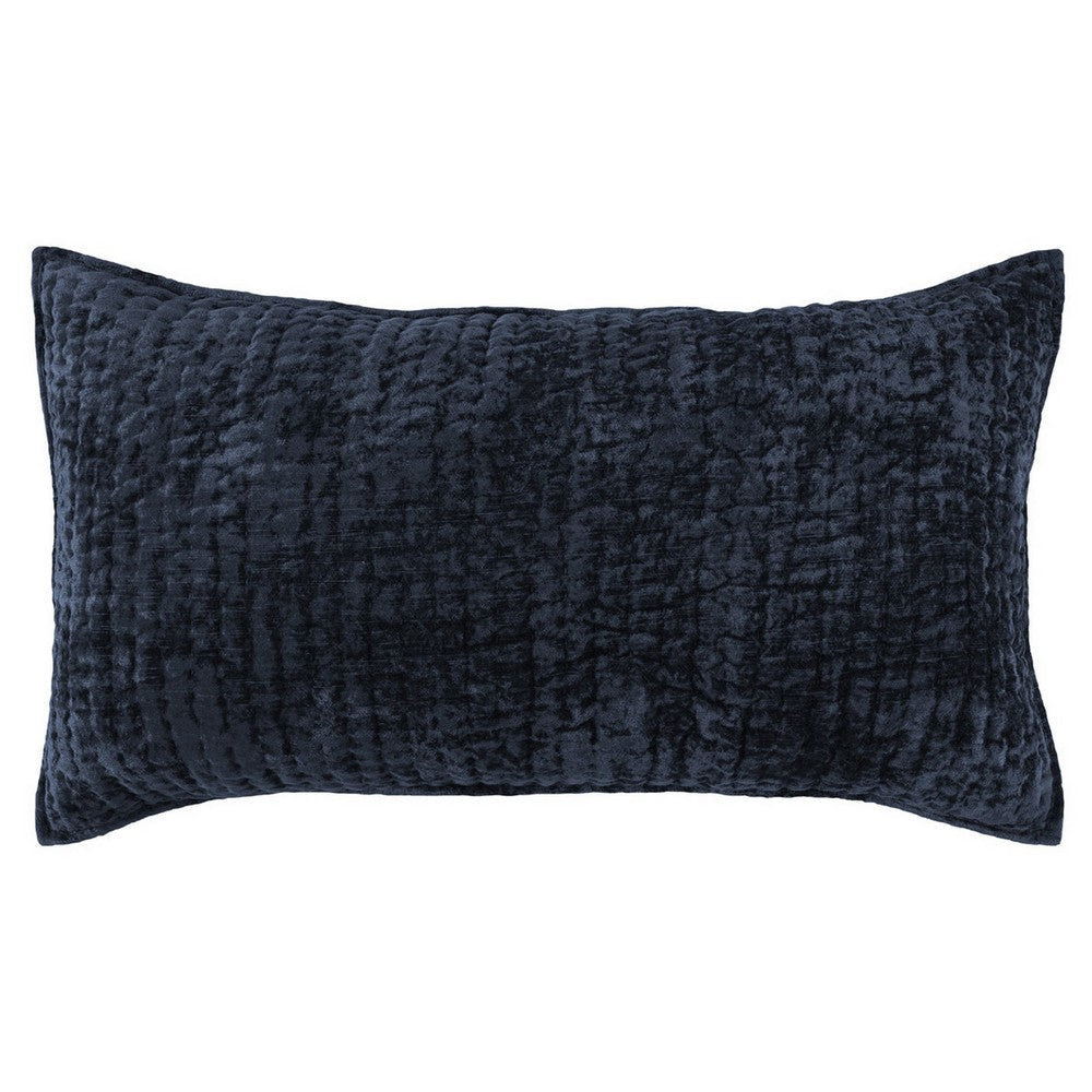 Lipa Pillow Sham | 20 x 36 | Hand Stitched | Rayon Velvet | Ocean Blue