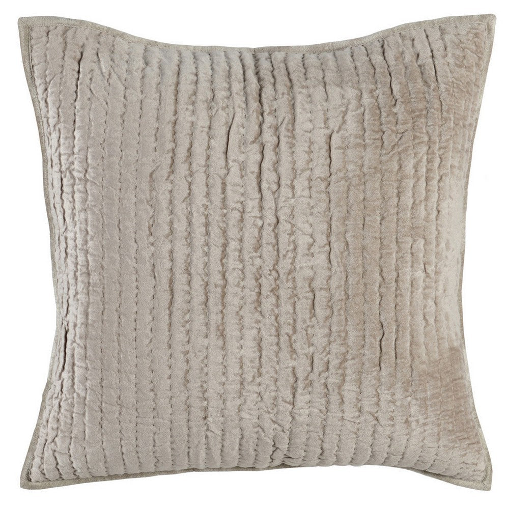 Lipa Euro Pillow Sham | 26" | Hand Stitched | Rayon Velvet | Beige