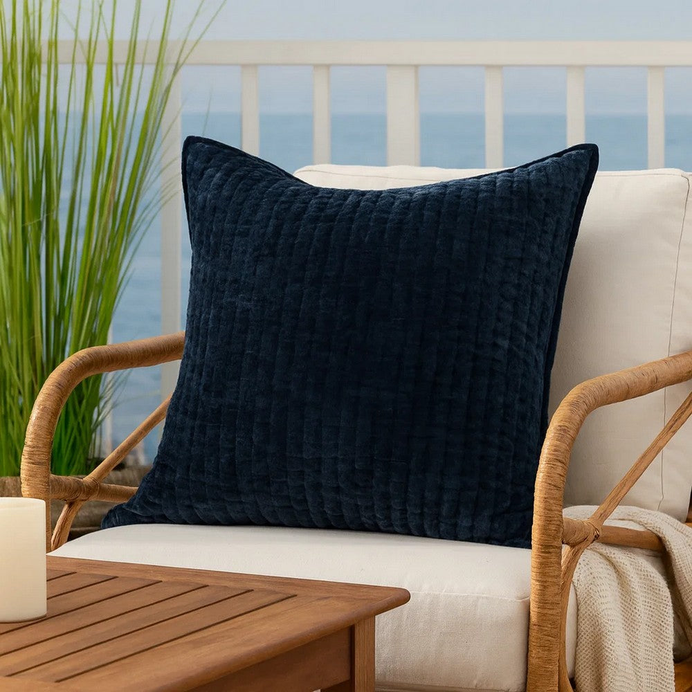 Lipa Euro Pillow Sham | 26" | Hand Stitched | Rayon Velvet | Ocean Blue