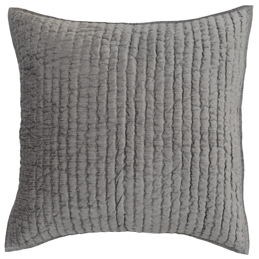 Lipa Euro Pillow Sham | 26" | Handmade | Rayon Velvet | Soft Gray