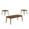 Lexi 3 Piece Coffee and End Table Set, Walnut Brown Wood, Flared Legs By Casagear Home