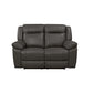 Tio 60 Inch Loveseat Gray Real Leather Manual Recliner Pocket Coils By Casagear Home BM293327