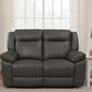 Tio 60 Inch Loveseat Gray Real Leather Manual Recliner Pocket Coils By Casagear Home BM293327