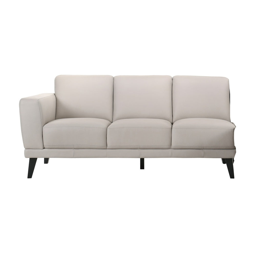 Fin 71 Inch Left Arm Facing Sofa, Mist Gray Finish, Genuine Italian Leather