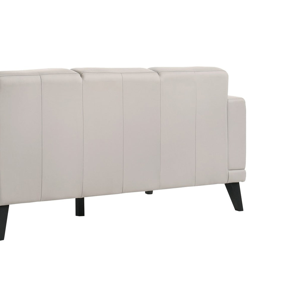 Fin 71 Inch Left Arm Facing Sofa, Mist Gray Finish, Genuine Italian Leather