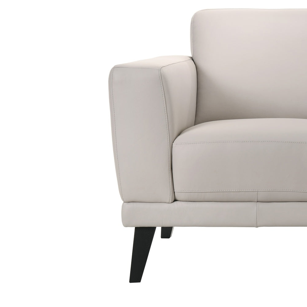 Fin 71 Inch Left Arm Facing Sofa, Mist Gray Finish, Genuine Italian Leather