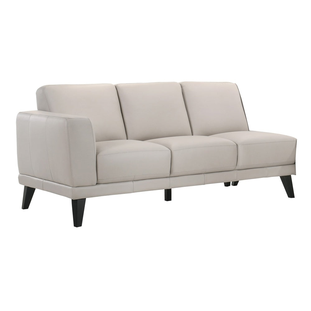 Fin 71 Inch Left Arm Facing Sofa, Mist Gray Finish, Genuine Italian Leather