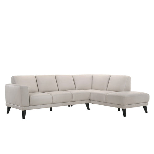 Fin 71 Inch Left Arm Facing Sofa, Mist Gray Finish, Genuine Italian Leather