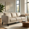 Fin 71 Inch Left Arm Facing Sofa, Mist Gray Finish, Genuine Italian Leather