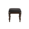 Mady 19 Inch Upholstered Vanity Stool, Ornate Trim, Deep Espresso Brown By Casagear Home