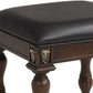 Mady 19 Inch Upholstered Vanity Stool, Ornate Trim, Deep Espresso Brown By Casagear Home