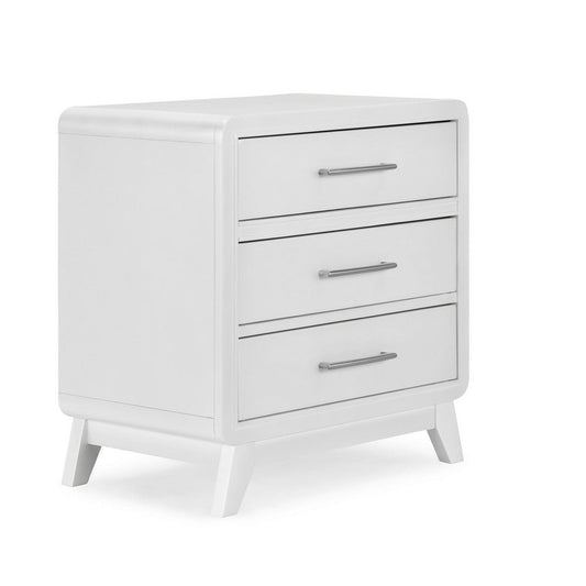 Peri 29 Inch Nightstand, 3 Drawers, Classic Crisp White, Solid Wood Frame By Casagear Home