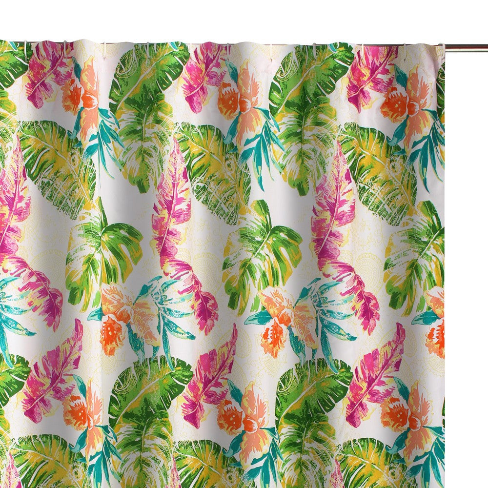 Porto 72 Inch Shower Curtain Tropical Palm Leaves Vibrant Blue and Green By Casagear Home BM293427