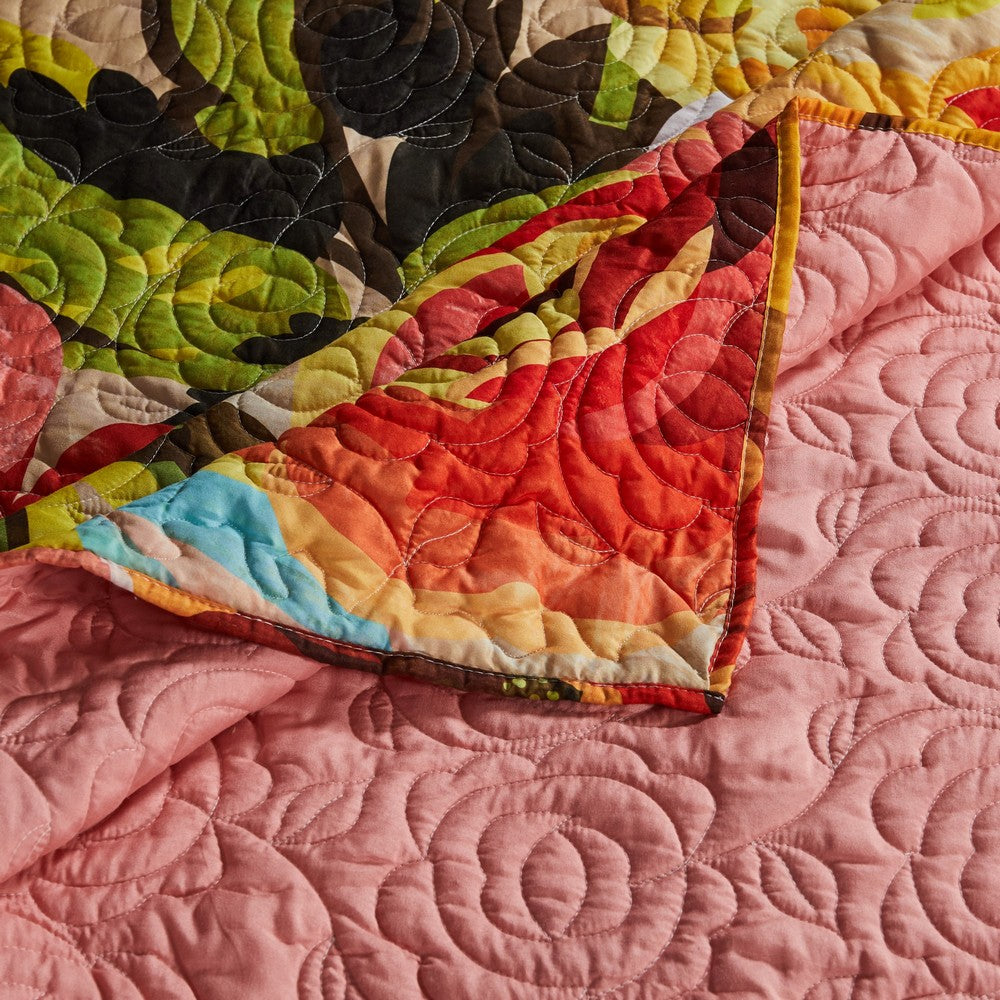 Dahl 3 Piece Queen Quilt Set, 2 Pillow Shams, Polyester Fill, Multicolor By Casagear Home