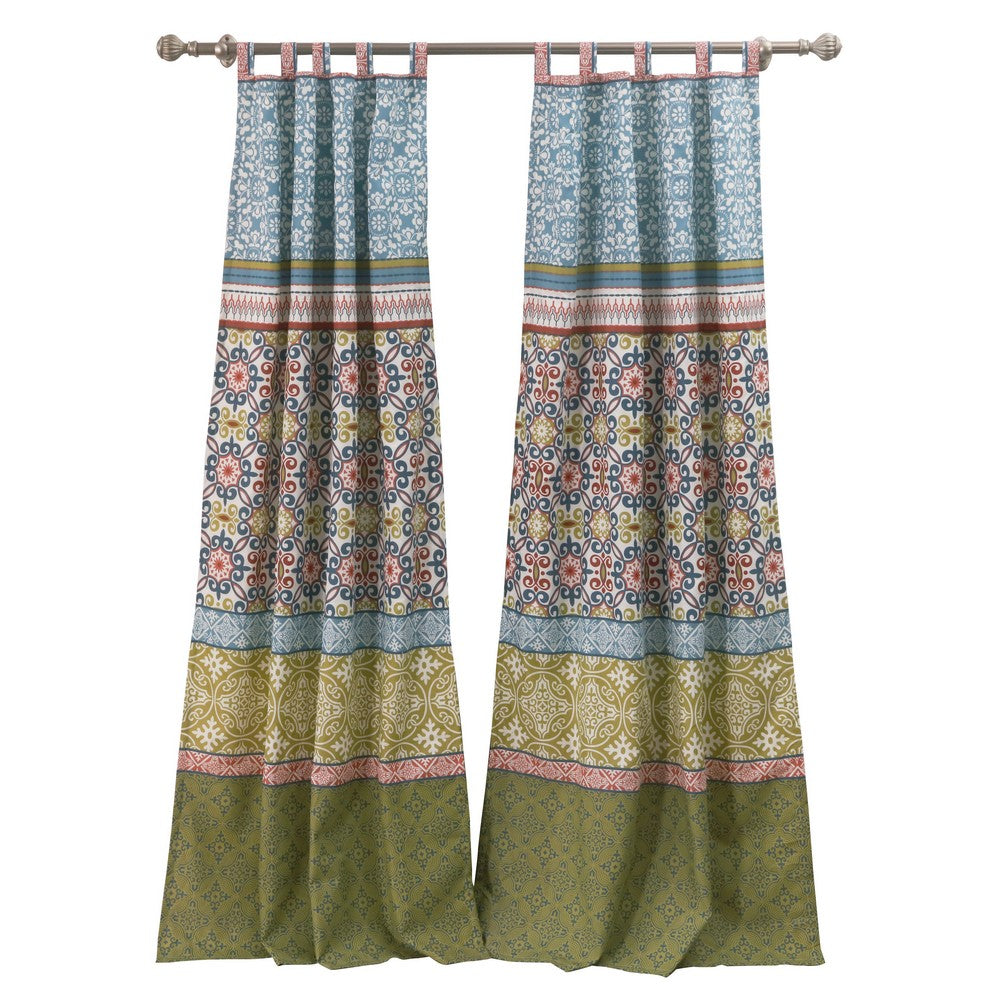 Kaw Set of 2 Panel Curtains, Multicolor Geometric Patterns, Polyester By Casagear Home