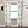 Geo 84 Inch Window Curtains, White Blue Polyester, Seashells Ferns Print By Casagear Home