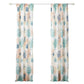 Geo 84 Inch Window Curtains, White Blue Polyester, Seashells Ferns Print By Casagear Home