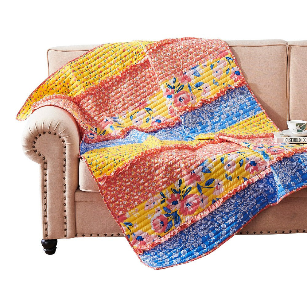 Lio Throw Blanket | 60 x 50 | Quilted Ruffled | Multicolor